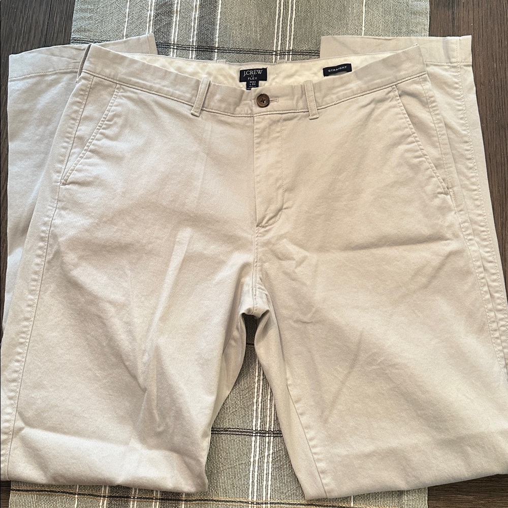 TWO J.Crew Flex Straight Khaki Chino Trousers 34x34 - Picture 2 of 7